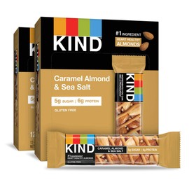 KIND Nut Bars, Caramel Almond & Sea Salt, Healthy Snacks, Gluten Free, Low Sugar, 6g Protein, 24 Count