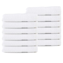 Textila Washcloths - 13x13 Inch 100% Cotton, Super Soft, Highly Absorbent & Lightweight - Ideal for Everyday Use, Spa & Gym (White - Pack of 12)