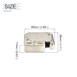 METALLIXITY 10pcs 48mm x 28mm x 11mm Push Release Latch Spring Press Catch for Home Kitchen Cupboard Cabinet Door Gray White Silver Tone