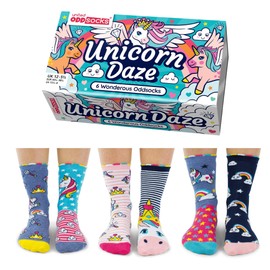 Unicorn Daze - Box 6 United Oddsocks For Girls - Multicoloured - UK 12-5.5, EUR 30.5-38.5, US 13.5-8