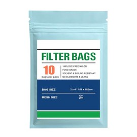Premium Nylon Tea Filter Bags, 2" X 4", Double-Stitching, 10 Pack (120 Micron)