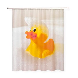 Tonisnono Classic Carton Rubber Duck Kids Waterproof Washable Polyester Shower Curtain with Hooks72inchX78inch