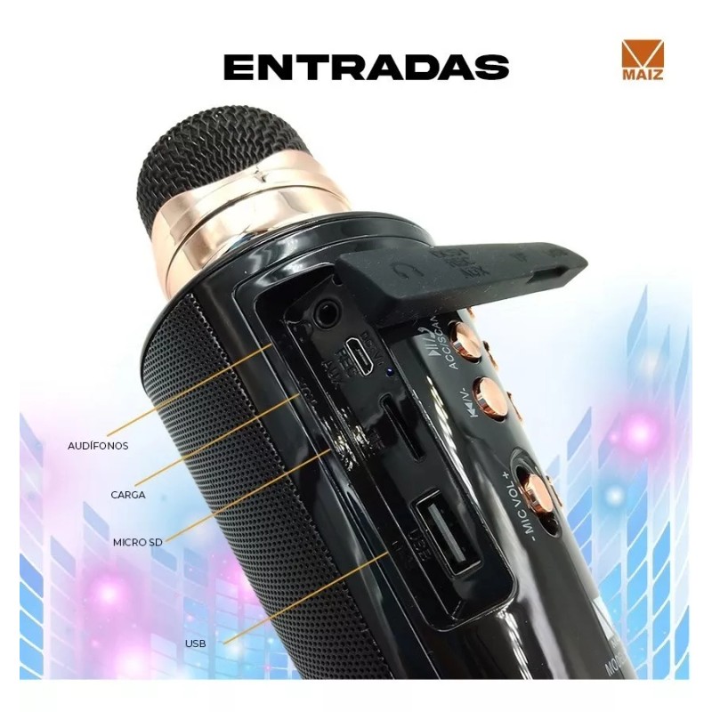 Maíz Bocina Microfono Karaoke Bluetooth, Fm, Sd,usb.