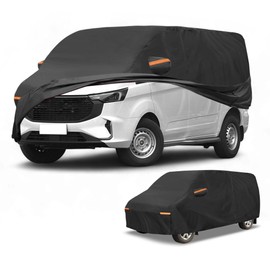 Partuto Car Cover Waterproof All Weather Sun Rain Protection Full Exterior Cover for Ford Transit Black with Left Side Zippers
