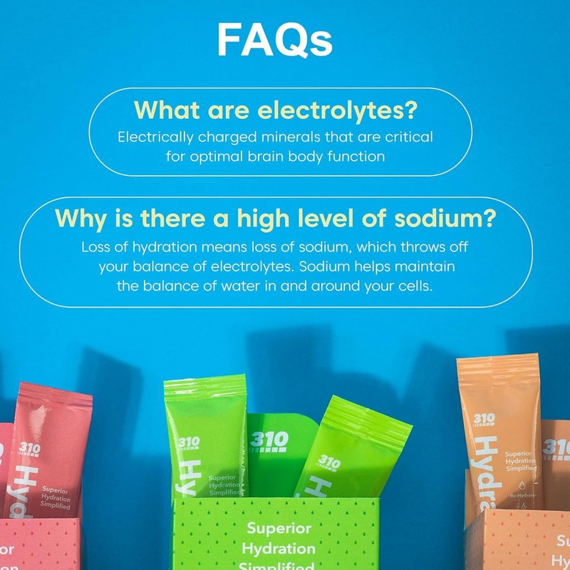 310 Hydrate Electrolyte Powder Packets – Key Vitamins & Minerals