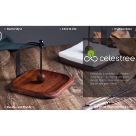 Celestree Napkin Holder - Windproof Design with Gravity Ball, Multifunctional Tissue Tower & Serving Tray for Outdoor/Indoor, Fits 6.5"-7" Napkins & Toilet Paper Rolls Warm Gift Idea (Black Walnut)