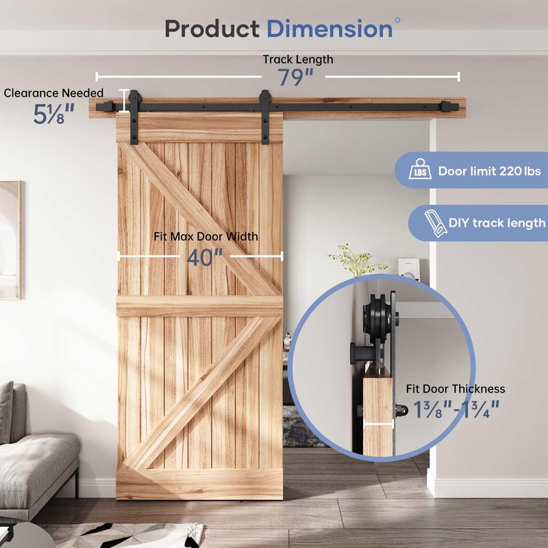 EaseLife 6.6 FT Heavy Duty Sliding Barn Door Hardware Track