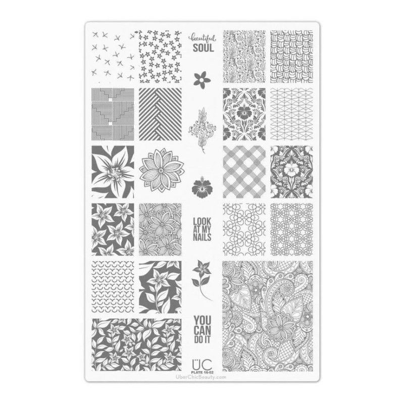 Uberchic Colección #16 Con 3 Placas Para Estampado De Uñas