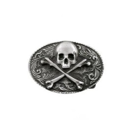 Mobtown Chicago Ornate Oval Skull & Crossbones Belt Buckle