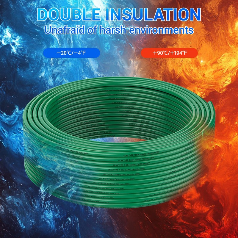 THHN Wire 10 Gauge 100FT, UL83 THWN-2 10 AWG Copper