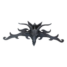 Ebros Large 34"Wide Satanic Sabbatic Goat Of Mendes Baphomet Head With Pentagram Star And Hell Fire Wings Wall Decor Plaque Entrance Overdoor Pediment Door Hanger 3D Wall Art Satanic Horned God