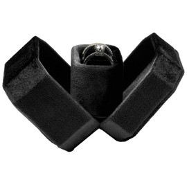 Velvet Ring Box, 2 Slots Octagonal Jewelry Ring Organizer, Luxury Ring Storage Case for Engagement Wedding Proposal Gift Travel (Black)