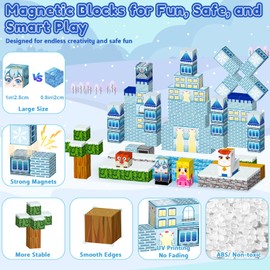Pack of 116 Magnetic Building Blocks, 2.5 cm Magnetic Building Blocks, DIY Magnetic Toy for Children, Building Magnetic Building Blocks, Ice World Castle Set, Magnetic Building Blocks, Magnetic Toy,