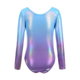 Sinoeem Children's Girls' Long-Sleeved / Sleeveless Classic Gymnastics Leotard Ballet Skirt Leotard Dance Gymnastics Training Dancewear for Girls, Blue long sleeve