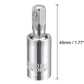 TA-VIGOR 2Pcs 1/4 Inch Drive Universal Joint Swivel Socket, Cr-V Steel Deep Socket Adapter with 360° Swivel Connection, Spring-Loaded Detent Ball for Ratchets and Hand Tools