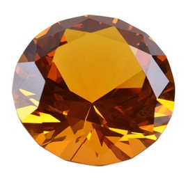 Longwin 100mm Wide Diamond Crystal Paperweight Solid Color Amber Ornament Home Decoration