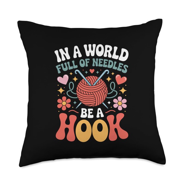 Crochet Funny Crocheting Crocheter Throw Pillow