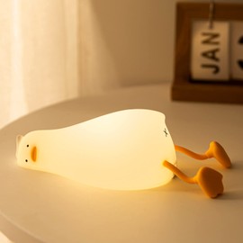 Cute Silicone Duck Night Light, 3 Level Dimmable Touch Control Rechargeable Beside Nursery Lamp, Squishy Kawaii Stuff Desk Room Decor, Nightlight for Breastfeeding Toddler Baby Kids Girls Gifts