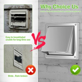 Abizarch 4 Inch Dryer Vent Cover 304 Stainless Steel Wall Exhaust Covers with 4 Screw Washers Weather Proof Exterior Wall Vent Cover Outdoor Dryer Vent Covers for Dryer and Extractors(100mm)