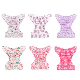 ALVABABY ALVABABY Cloth Diaper Adjustable Washable Reusable 6 Pack Cloth Nappies with 12 pcs 4 Layers Rayon from Bamboo Inserts 6DM32-MB-CA