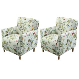 FUANGUI Banquet Armchair Slipcover Printed Chair Covers with Arms Stretch Club Chair Slipcover Soft Armchair Sofa Covers Anti-Slip Furniture Protector for Dogs Pets Home Living Room Decor, 2PCS, 23