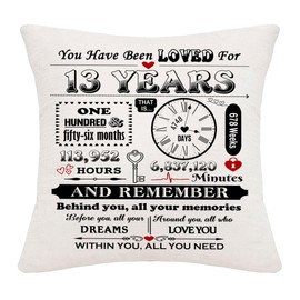 Hardeson Inspirational Gift for 13 Years Old Girls & Boys 13th Birthday Cushion Covers Decorations Gifts for Daughter Granddaughter Son Grandson Sister Thirteen Birthday Presents (13th)