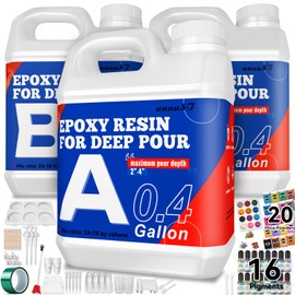 Deep Pour Epoxy Resin Kit 1.2 Gallon, 2-4 Inch 2:1 Clear Deep Pour Resin