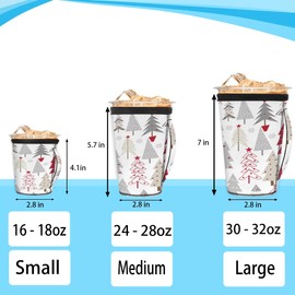 Christmas Reusable Coffee Sleeves Iced Coffee Cozy Insulator,Christmas Tree Neoprene Holder with Handle for Cold Coffee or Ice Drink, Medium