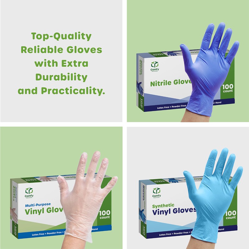 Comfy Package Black Nitrile Gloves [100 Count] 6 Mil, HEAVY