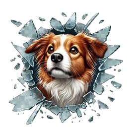 huzur elektrik Cat Sticker Cute Car Decorative Window Sticker Animal Motif Crack Effect Custom Bumper Car Cat Sticker (Australian Shepherd Dog, 1 Piece)