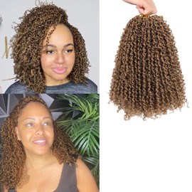 14 Inch Yanky Twist Crochet Hair 8 Packs Honey Blonde Pre-twisted Passion Twist Hair Fluffy Pre-looped Braiding Hair Bohemian Synthetic Hair Extensions