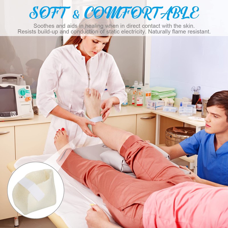 Sosation 4 Pairs Heel Protectors Sheepskin Adjustable Heel Protectors for