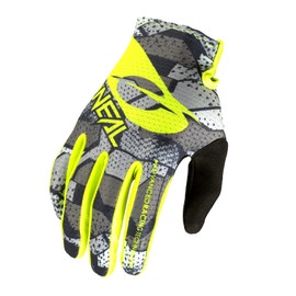O'NEAL | Bike & Motocross Gloves | Kids | MX MTB DH FR Downhill Freeride | Durable, Flexible Materials, Ventilated Top of the Hand | Matrix Youth Glove Camo V.22 | Grey Neon Yellow | Size L
