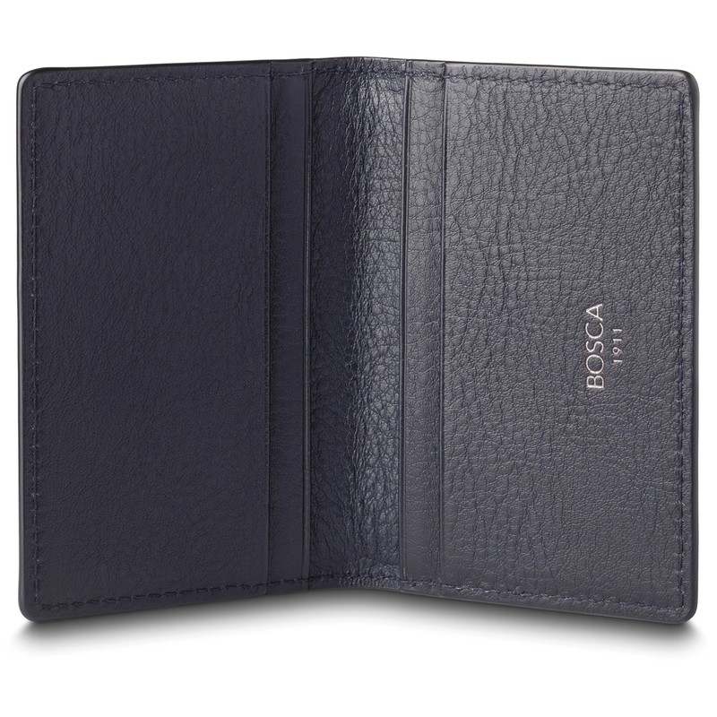 Bosca Navayo Card Case All Leather Wallet Blue-Black