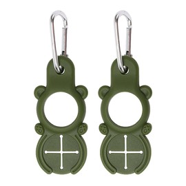 KOYOKOMA Plastic Bottle Holder Towel Holder Set of 2 Bears, Animals, Cute Drink, Towel Holder, Animals, Carabiner Included, For Outdoor Activities, For Carrying, Climbing, Camping, Leisure (Green)