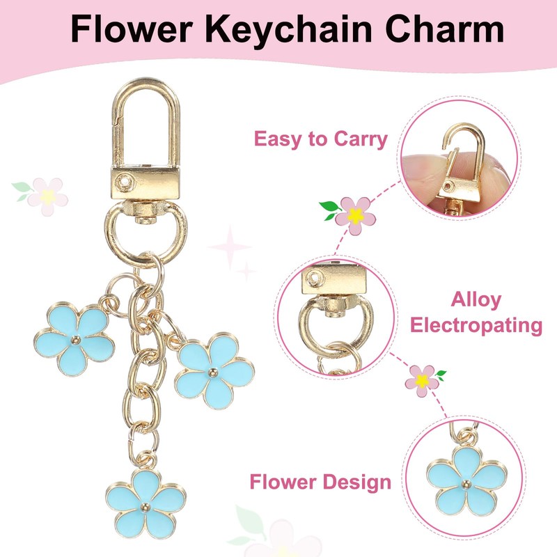 PATIKIL 2 Pack Cute Flower Keychains for Women, Enameled Charm