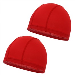 Penta Angel Swimming Caps 2Pcs Unisex Non-Waterproof Elastic Polyester Cloth Fabric Swim Hats for Water Sports Bathing Caps for Women Men Long Short Thick Thin Hair (2, Red)