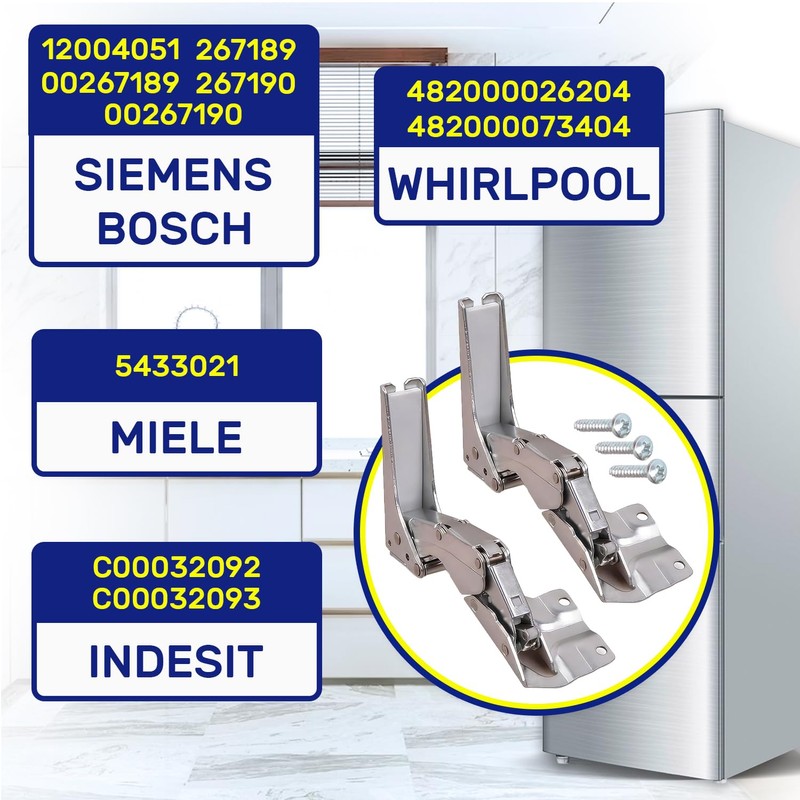 Pack of 2 Fridge Hinges Top and Bottom for Door