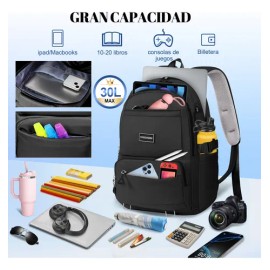 Mochila Escolar/Viaje 30 L para Laptop 15.6″ — Oxford Impermeable, Compartimentos Múltiple