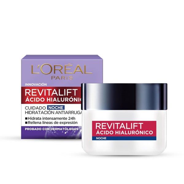 L'Oréal Paris Crema de Noche Revitalift Ácido Hialurónico, 50ml