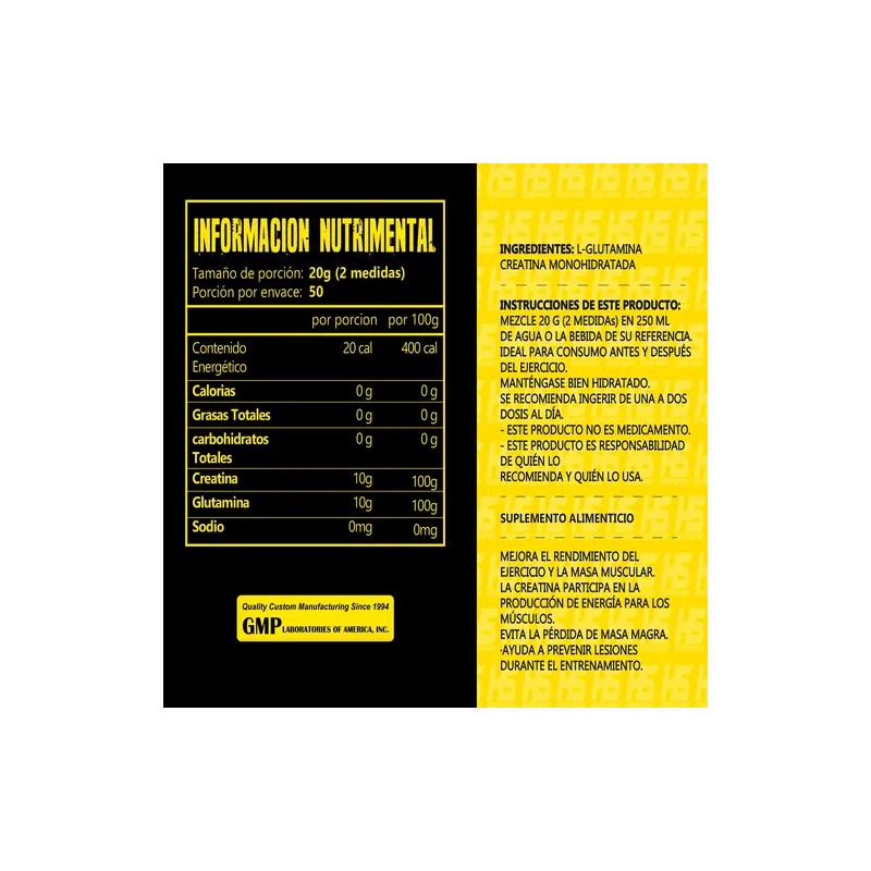 Creatina + Glutamina 1kg Hiper Sport Suplemento En Polvo
