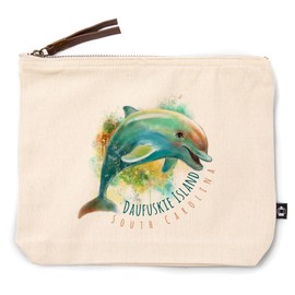 Lantern Press Daufuskie Island, South Carolina, Dolphin, 100% Cotton Zipper Pouch, Travel Accessory, Go Bag