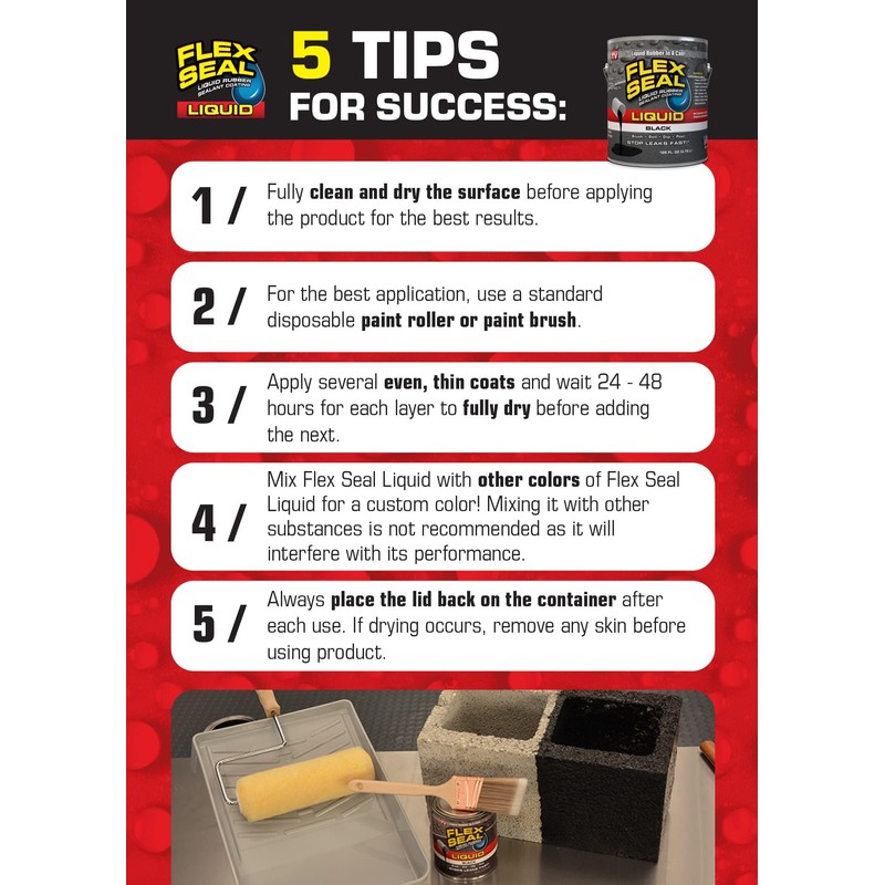 Flex Seal Liquid, Rubber Coating Sealant, Waterproof, Flexible, Breathable, and