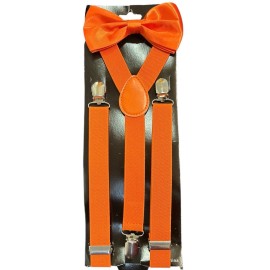 Unbranded Orange Suspender + BowTie Wedding Matching Set for Adults Men Women (USA Seller)