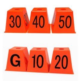 Motionchic Set of 11 Football Field Yard Line Markers Orange High Visibility Stackable Portable 4 Sided Field Yardage Markers for Football Training