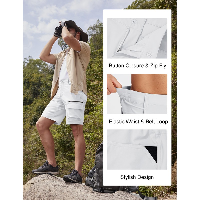 MAGCOMSEN Pantalones cortos tácticos para hombre con 5 bolsillos de