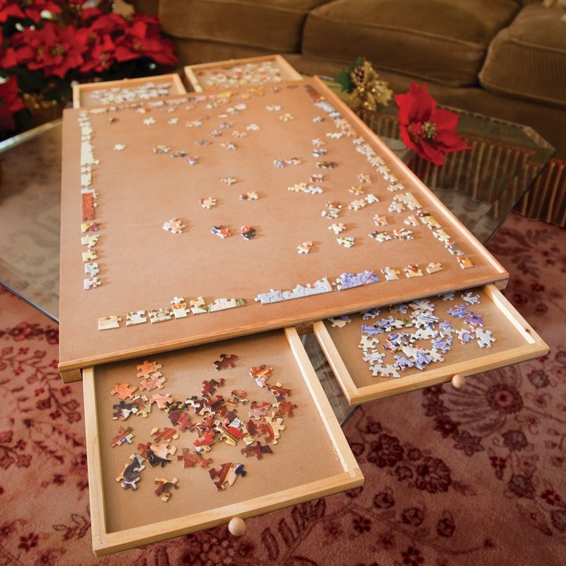 Bits and Pieces Jigsaw Puzzle Board with Drawers, Puzzle Board