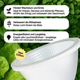 Parus by Venso Cultura LED Plant Lamp Full Spectrum LED Lamp E27 15 W 60° Growth Lamp for Plants such as Herbs, Vegetables and Flowering Plants