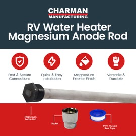 RV Water Heater Magnesium Anode Rod by CMI Inc - 3/4 Inch NPT Thread Hex Plug, Sacrificial Aluminum-Zinc Replacement Kit for Hot Water Heater Tank Protection, 9.25" Long, Hex Plug Design - 2 Pack