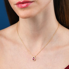 Diamond Treats 925 Sterling Silver Pear Shaped Pendant Necklace for Women Girls with White, Green, Blue or Red Cubic Zirconia Stones, Sterling Silver